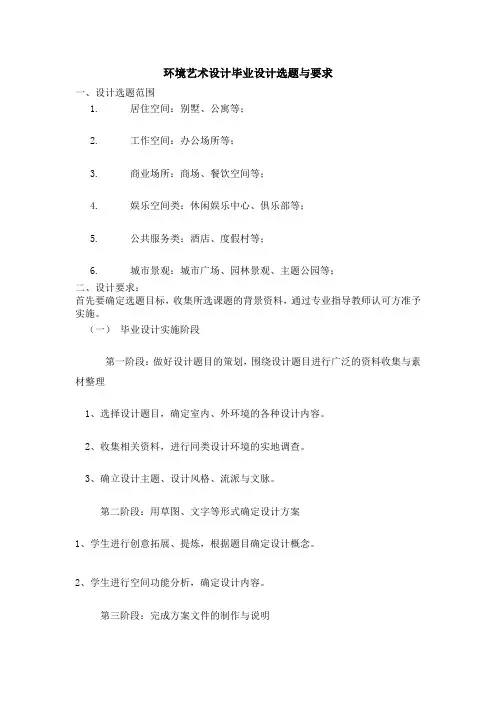 环境艺术设计毕业设计选题与要求