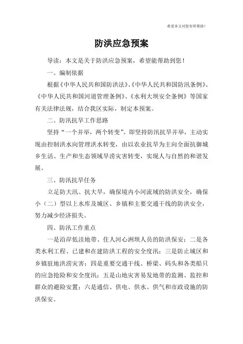 防洪应急预案