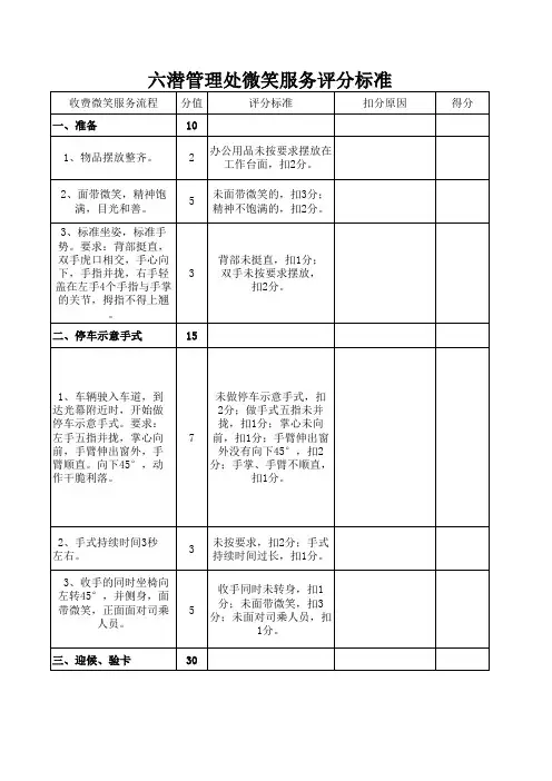 微笑服务评分标准