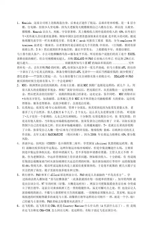 船公司资料