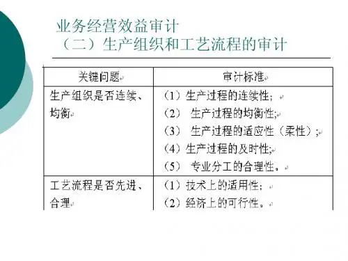 业务经营效益审计之生产组织和工艺流程的审计