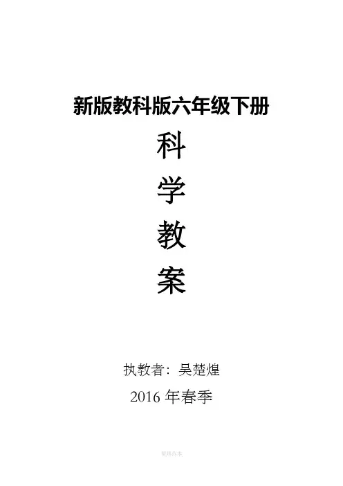 新版教科版六年级下册科学教案