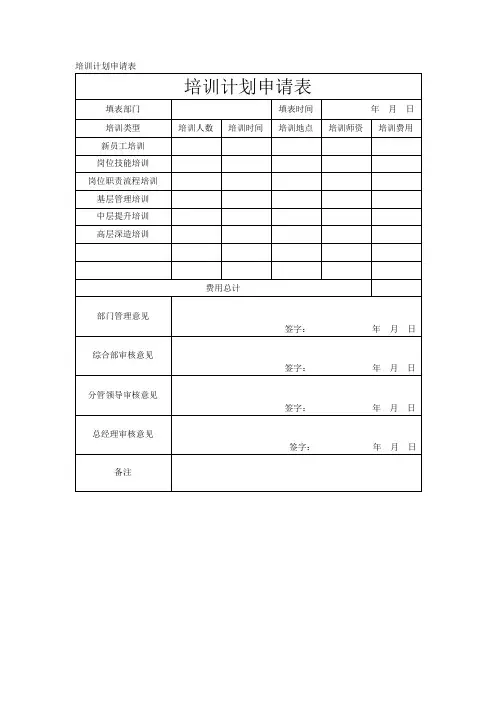 培训计划申请表