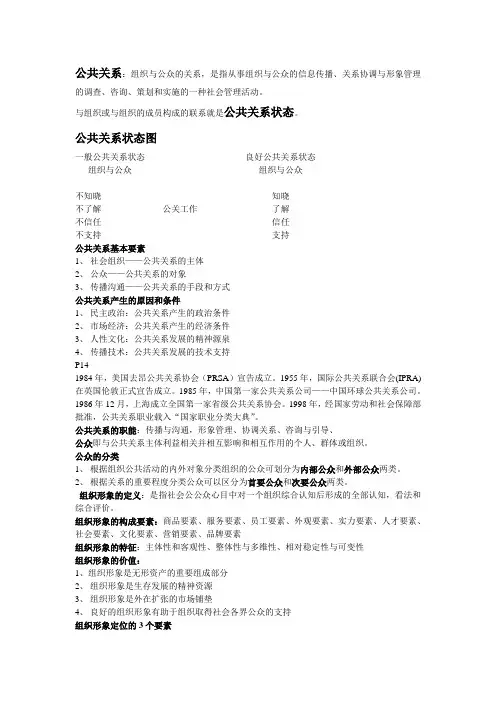 公共关系总复习