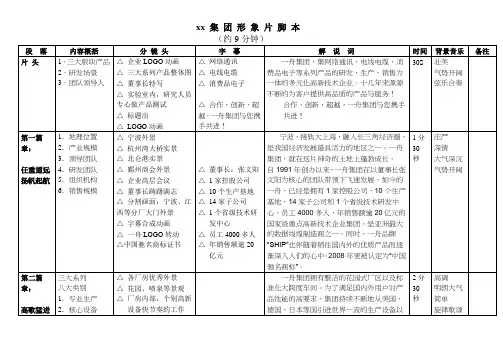 集团宣传片分镜头脚本