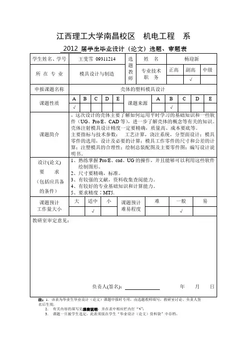 选题表