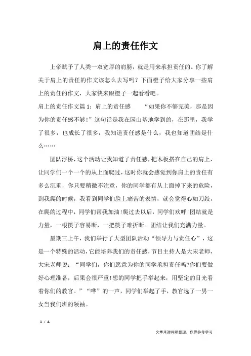 肩上的责任作文_高中作文