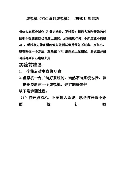 虚拟机上测试U盘启动