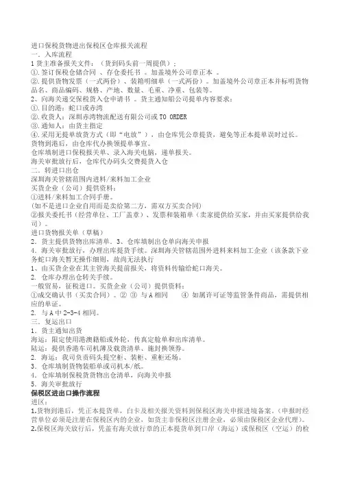 进口保税货物进出保税区仓库报关流程