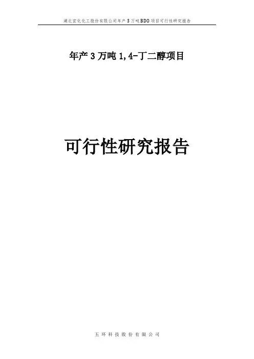 年产3万吨BDO项目可行性研究报告