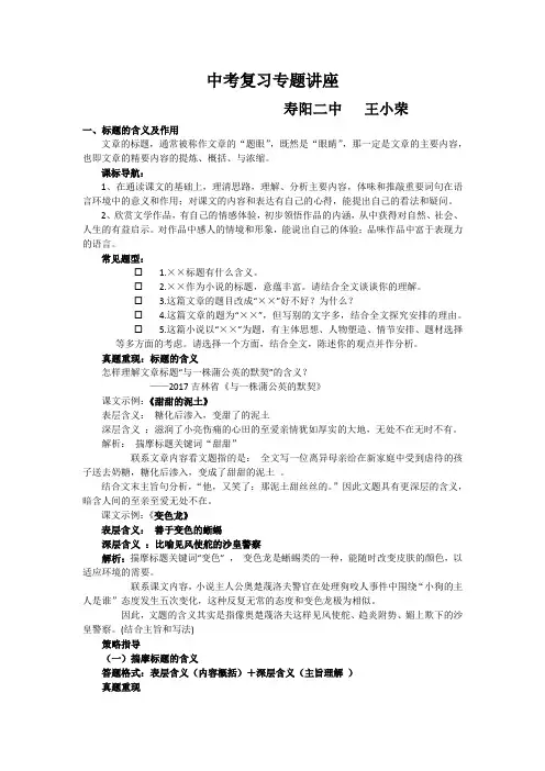 中考复习专题讲座
