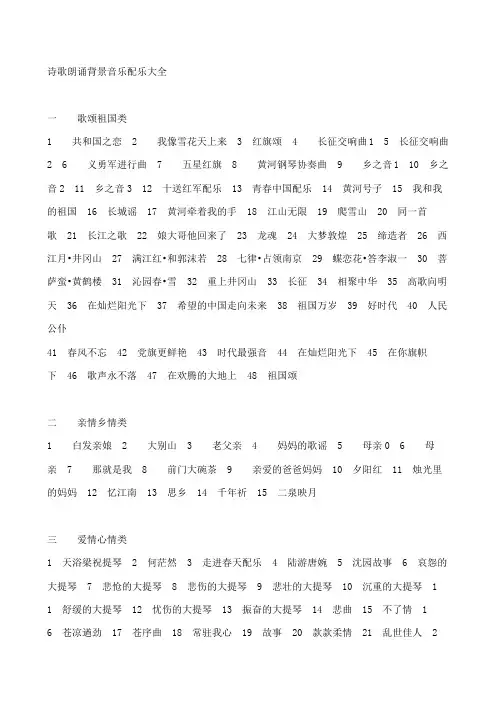 诗歌朗诵背景音乐配乐大全 2