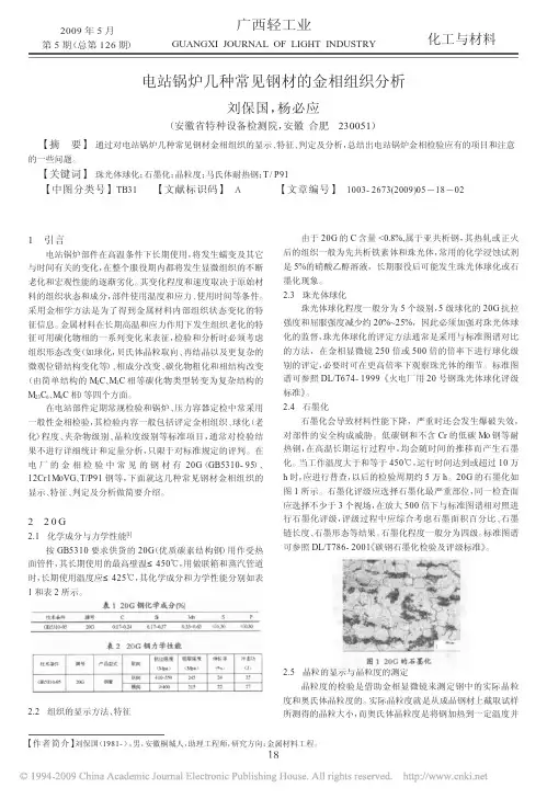 电站锅炉几种常见钢材的金相组织分析