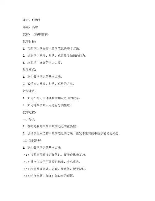 高中数学笔记讲解教案模板