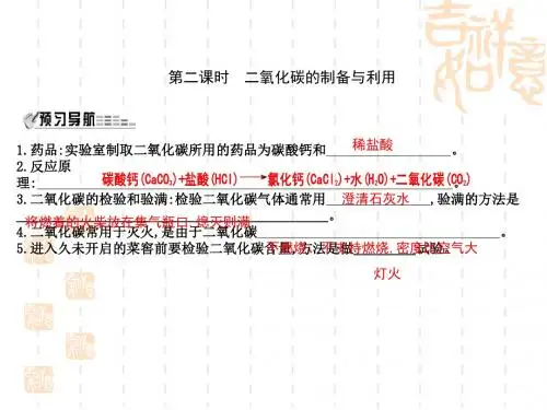 九年级化学上册第2章身边的化学物质第2节奇妙的二氧化碳第2课时二氧化碳的制备与利用课件沪教版