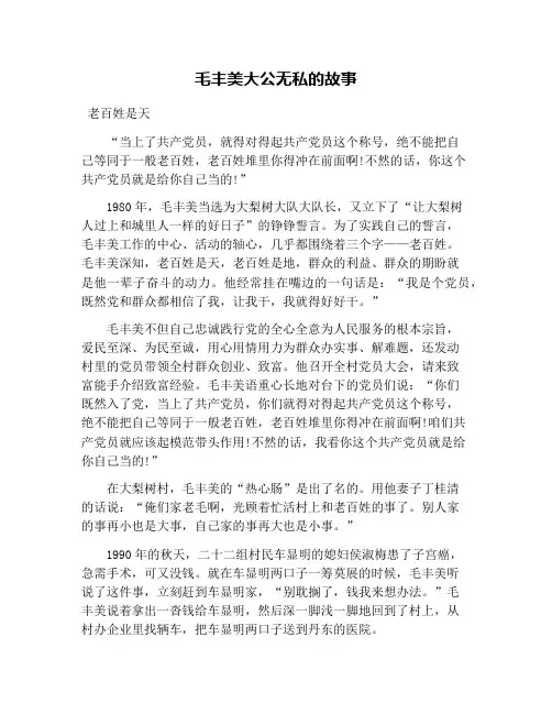 毛丰美大公无私的故事