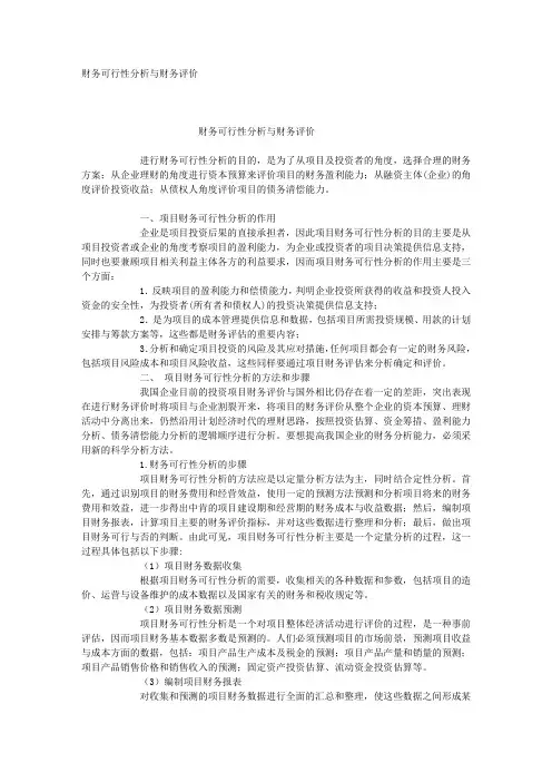 财务可行性分析与财务评价