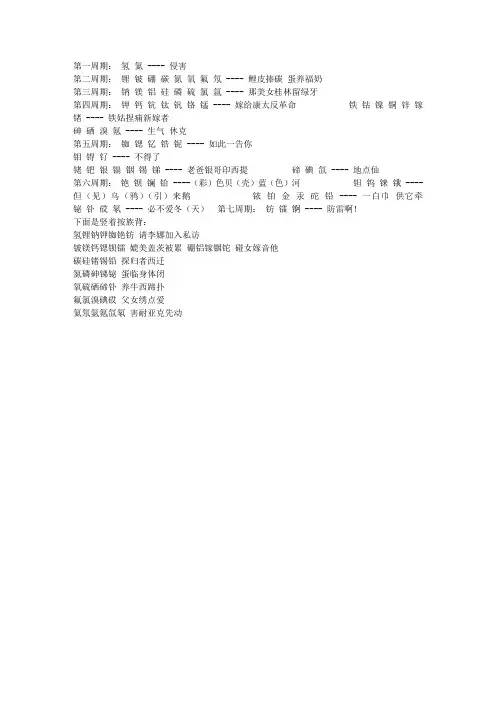 九年级化学元素周期表口诀 2