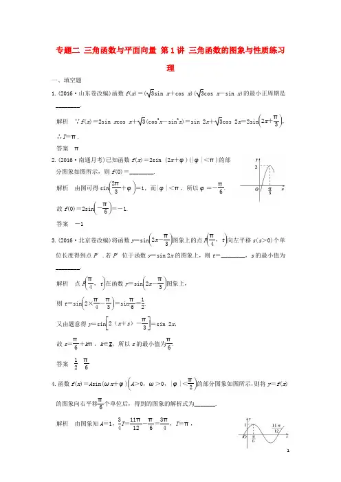 创新设计(江苏专用)高考数学二轮复习 上篇 专题整合突破 专题二 三角函数与平面向量 第1讲 三角函