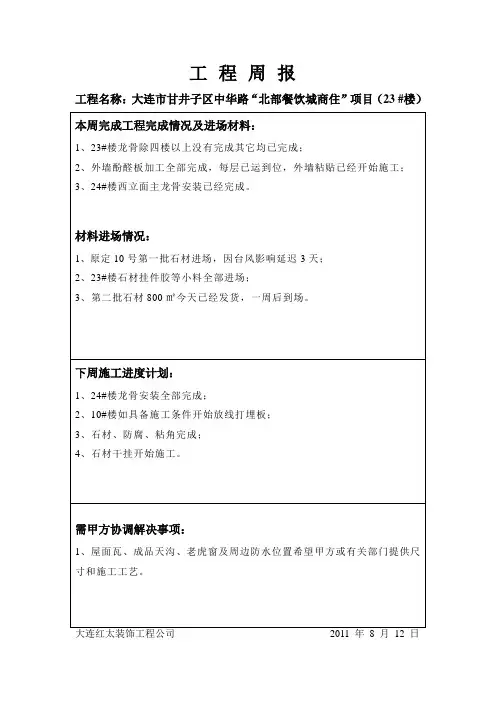 工程周报表格