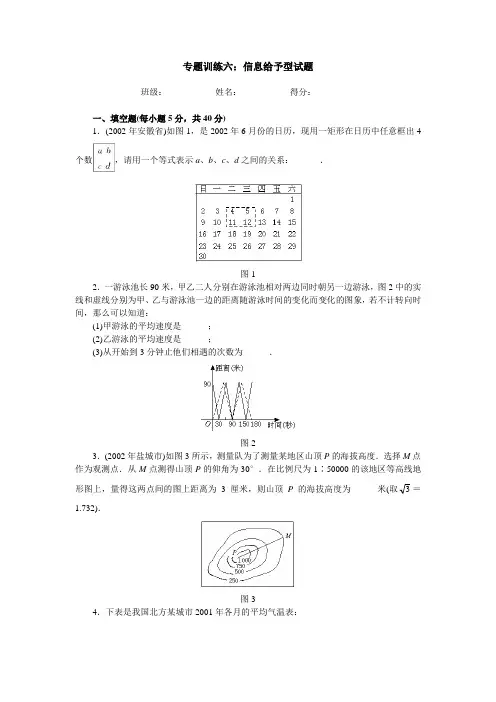 初中数学专题：信息给予型试题