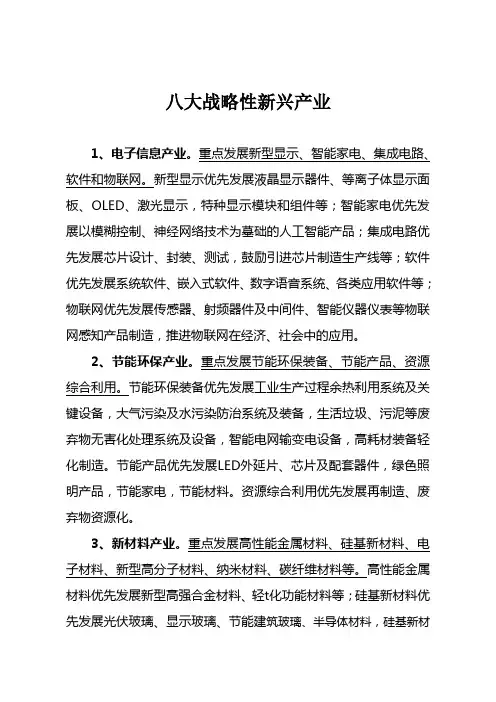八大战略性新兴产业