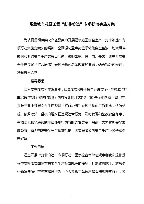 “打非治违”专项行动实施方案