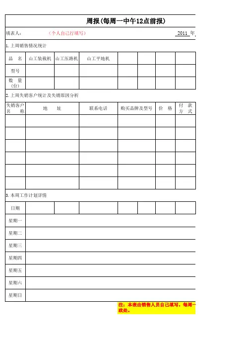 公司销售员周报表