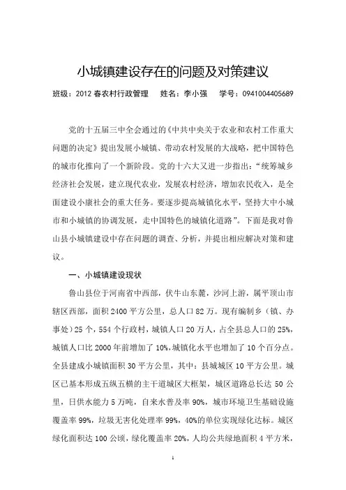 小城镇建设存在的问题及对策建议 2