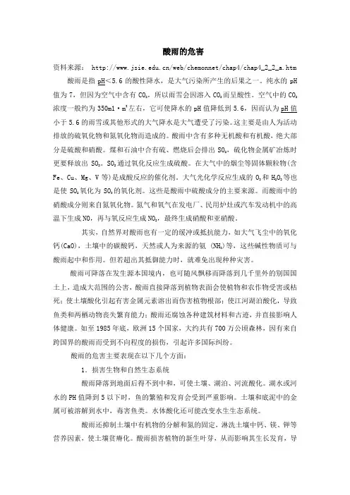 酸雨的危害
