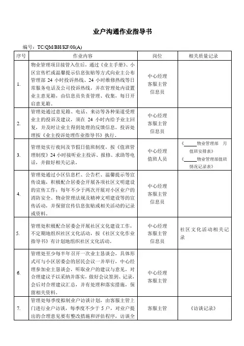 业户沟通作业指导书