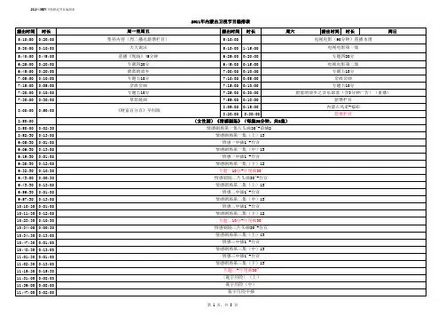 2011年内蒙卫视编排、刊例(1月1日执行版)