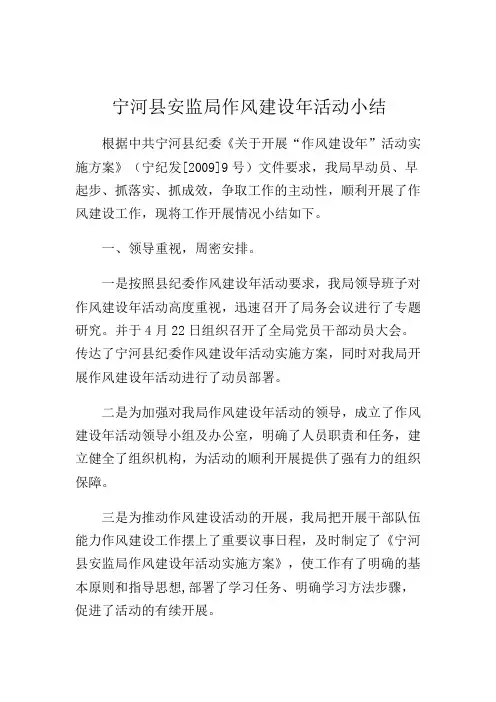 作风建设年活动小结