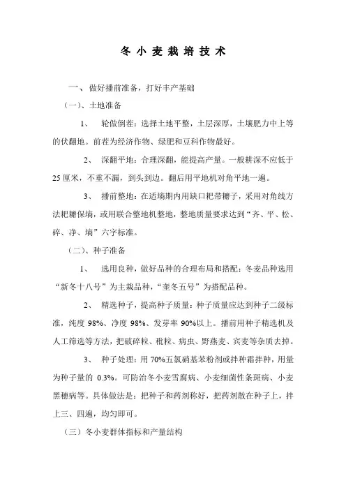 冬小麦栽培技术