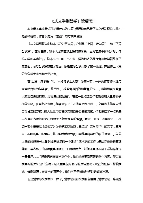 《从文学到哲学》读后感