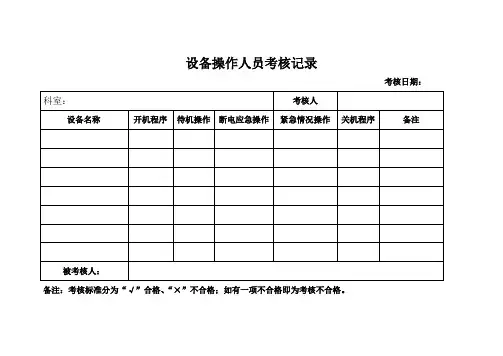 设备操作人员考核记录