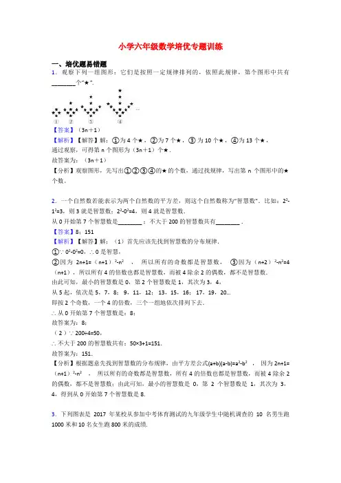 小学六年级数学培优专题训练