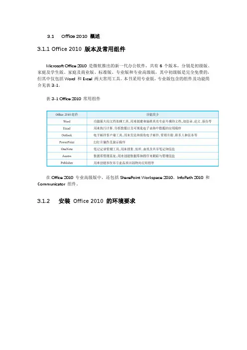 3.1office2010概述