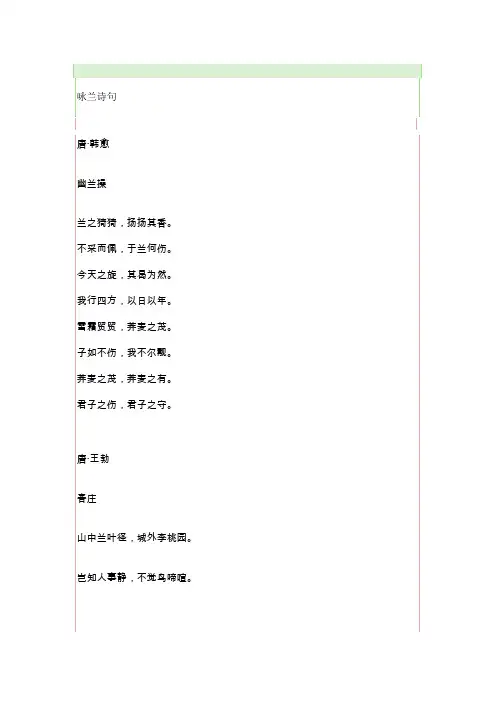 咏兰诗句