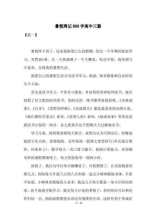 暑假周记500字高中三篇