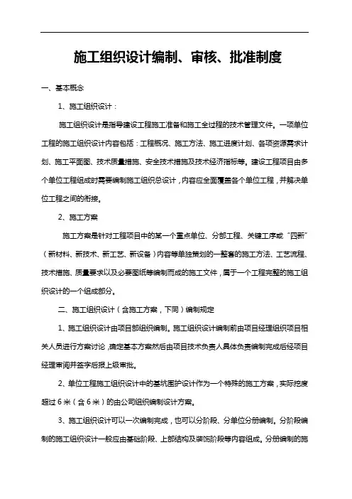 施工组织设计方案编制、审核、批准制度