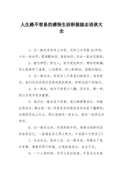 人生路不容易的感悟生活积极励志语录大全