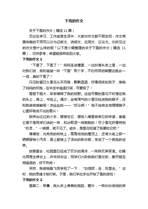 关于下雪的作文（精选11篇）