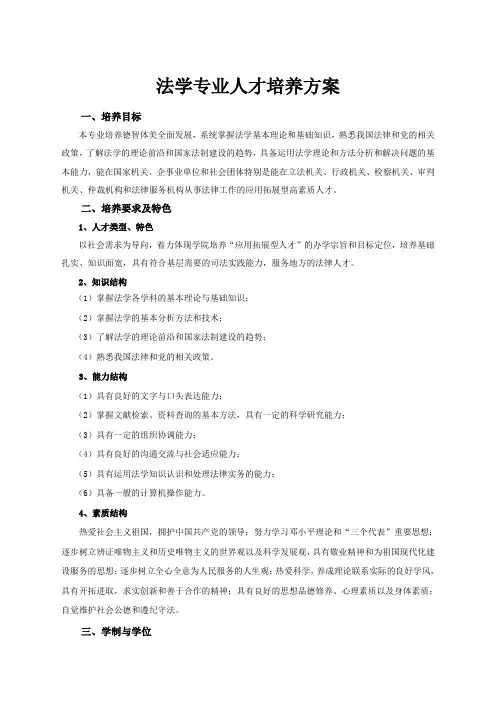 法学专业人才培养方案