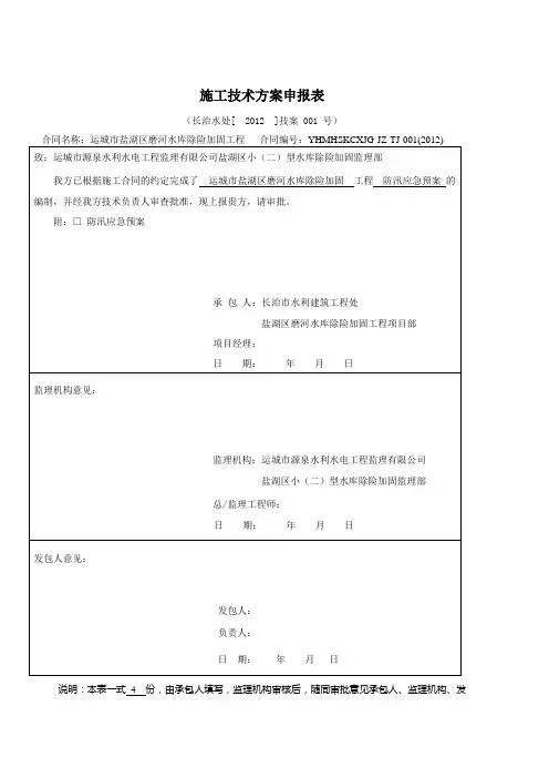 水库汛期防汛应急预案
