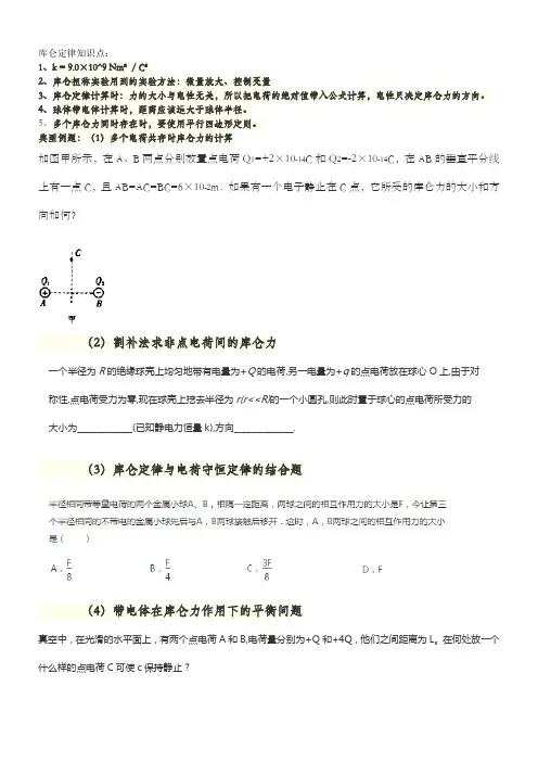 库仑定律知识点