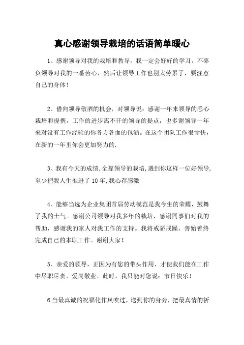 真心感谢领导栽培的话语简单暖心