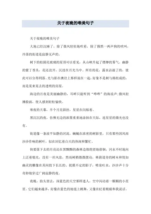 关于夜晚的唯美句子 2