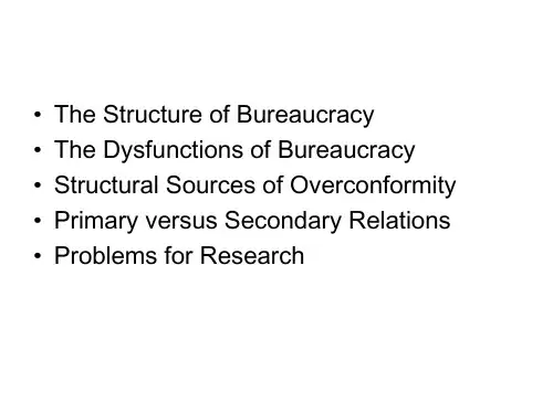刘亚平 专业英语 刘亚平 专业英语(第十周)bureaucratic structure and p