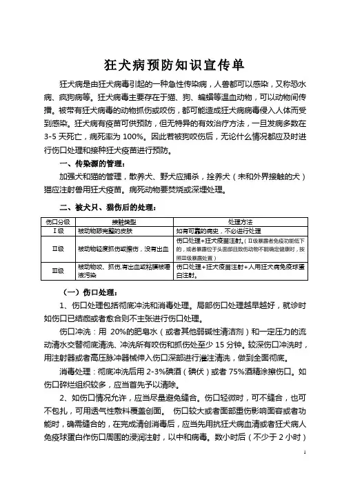 狂犬病防治知识宣传单2010年3月